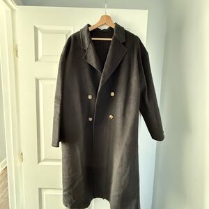 Classic Black Double-Breasted Men's Coat